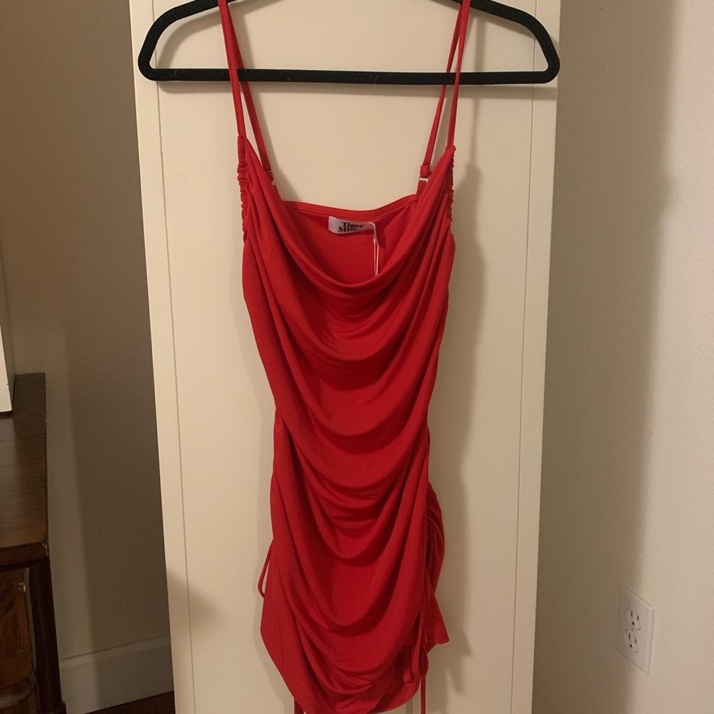 super cute tiger mist red porto mini dress